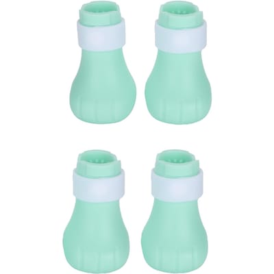 4 stuks Kraswerende Kattenpootjes   Siliconen Huisdier AntiKrab Klauw Schoenen Laarsjes Cover(Muntgroen )