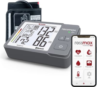 Rossmax Z5 Bloeddrukmeter Bovenarm Hartstichting met accu - Klinisch Gevalideerd - Hartslagmeter - Bluetooth - Smartphone App - Onregelmatige Hartslag - AFib en PC Detectie - Geheugen - Gemiddelde Ochtend/Avond - 2 Gebruikers en Gastmodus