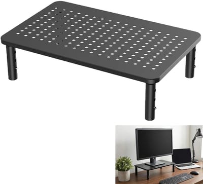 Dailygoods- Beeldschermhouder Ergonomisch - Hoogte verstelbaar - Draagvermogen 20 kg - Gelegeerd staal - Afmetingen 37 x 23,5 x 3 cm - Zwart - Monitorstandaard