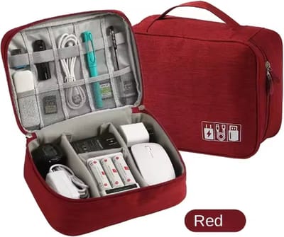 Scoby - Elektronica Organizer Tas - Kabelopberger - Reistas - Travel Bag - Compact Formaat - Rood