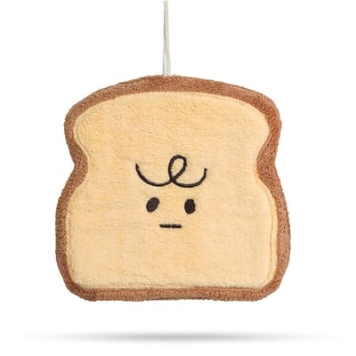 Daity Cute Hand Towels - Bathroom Towels with Hanging Loops - Microfiber Coral Fleece Absorbent Hand Towels for Kitchen Bathroom Bedroom - 6 x 10 Inches - Sliced ​​Bread Shape