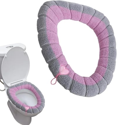 Toiletbril Hoes - Warme Badkamer - Hygiënisch Comfort - Vormvast Garenweving - 42x32cm - Roze