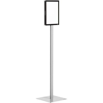 Posterstandaard Duurzame infostandaard Basic, A4 staand & liggend formaat, tweezijdig leesbaar, 2 DURAFRAME® MAGNETIC infolijsten, incl. bevestigingsset, metaal