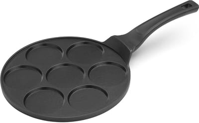 Pannenkoekenpan 7 gaten - Mini pannenkoekjes pan - Ontbijt maken - Anti-aanbaklaag - 27 cm diameter - Zwart