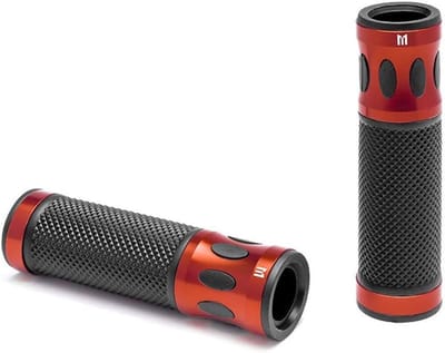 Motorfietshandgrepen - Stuur grips - Comfortabel Rijden - Aluminium met rubber - 22 mm stangen - Oranje