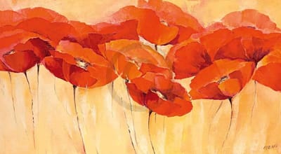 Kunstdruk Elena Filatov - Mohnparade II 138x76cm