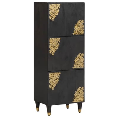 vidaXL - Highboard - met - plank - Zwart - 40 - x - 33 - x - 110 - cm - Massief - Mango - Hout