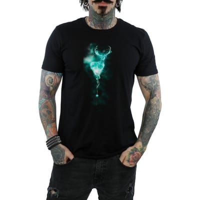Harry Potter Heren Patronus Stag Katoenen T-Shirt (Zwart)
