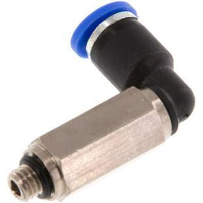 4mm x M 5 90 graden L-verbinding Messing/PA 66 Insteekfitting Buitendraad Lange Huls Draaibaar NBR [2 Stuks]