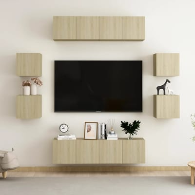 vidaXL - 8-delige - Tv-meubelset - bewerkt - hout - sonoma - eikenkleurig