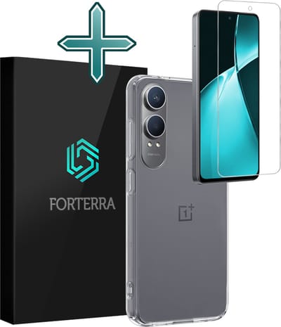 Hoesje Met Screenprotector - Geschikt voor OnePlus Nord CE 4 Lite - Sterk & Shockproof - Telefoon Hoes - Back Cover - Siliconen Case - Transparant