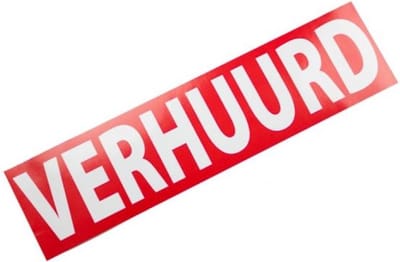 Verhuurd sticker - 400 x 100 mm