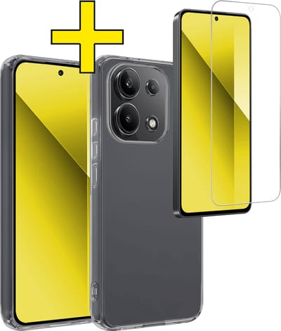 Hoesje - Met Screenprotector - Geschikt voor Xiaomi Redmi Note 13 4G - Sterk & Shockproof - Back Cover - Siliconen Case - Telefoon Hoes - Telefoonhoesjes - Transparant