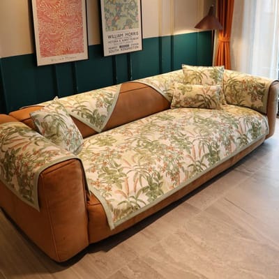 Plantaardig Bloemenpatroon Bankhoes Vier Seizoenen Universeel Chenille Bankkussen Antislip Stof Jacquard Bankkussen Kussensloop 70x70cm 1pcs