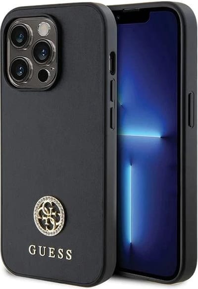 Guess 4G Strass Metal Logo Back Case - Geschikt voor Apple iPhone 13 Pro (6.1") - Zwart