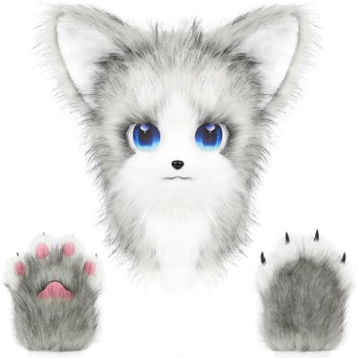 Dier Kat Fursuit Hoofdmasker Furry En Therian Poot Handschoenen Set Voor Halloween Cosplay Kostuum Accessoires One Size