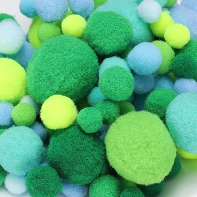 Fuzzy Pompoms Ballen - 120 stuks mini-pompons voor knutselen, sieraden maken, DIY decoraties en accessoires in blauwgroen