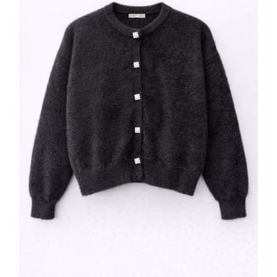 Oversized Jacquard Knopen Cardigan