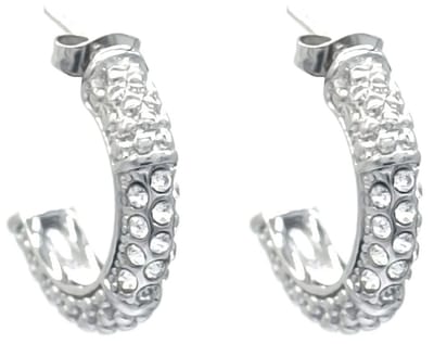 Oorbellen met Kralen - Oorringen - RVS - 2 cm - Zilverkleurig