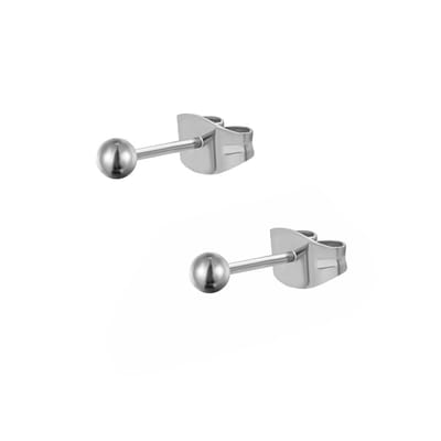 Fako Bijoux® - Oorbellen - Steker - RVS - Stainless Steel - Knopje - 3mm - Zilverkleurig