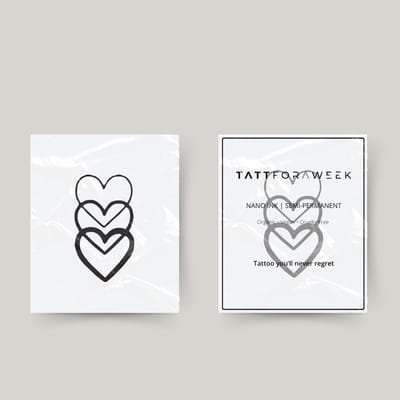 Tijdelijke tattoo drie hartjes | Neptattoo volwassenen | Tijdelijke tattoo voor volwassenen | Temporary tattoo | Plaktattoos voor volwassenen | Neptattoos | Probeer zorgeloos een tattoo | tattforaweek