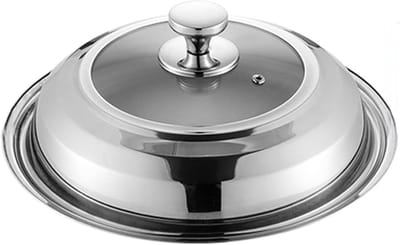Pan Deksel - Universeel Deksel - Koken en Bakken - Glazen Inzetstuk - 36 cm - Zilver