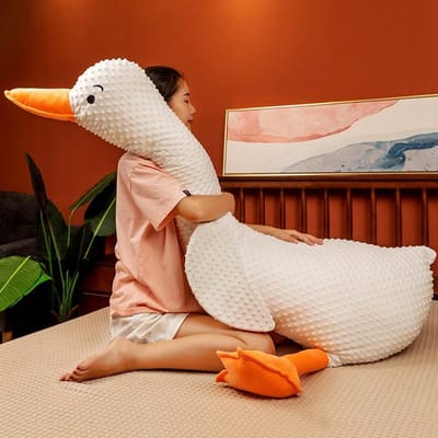 1 st 50 -120 cm Schattige Gans Pluche Speelgoed Gevuld Zacht Dier Slaapkussen Kawaii Witte Gans Kussen Voor Kinderen Baby Verjaardagscadeau 50cm black