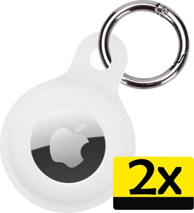 Hoesje Geschikt voor Apple AirTag Hoesje Sleutelhanger Houder - Siliconen Hoesje Geschikt voor Apple AirTag Hoesje - Wit - 2 Stuks