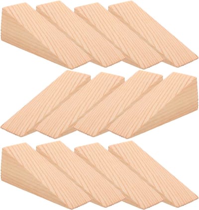 Houten Wiggen - Deurstop Blok - Deuren Stabiliseren - Antislip Oppervlak - 8x3x3 cm - Lichtbruin