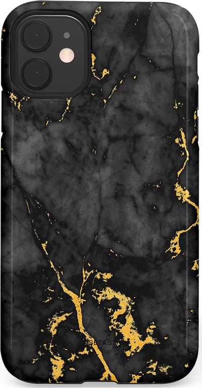 Casetastic hoesje geschikt voor Apple iPhone 11 - Dubbellaagse bescherming - Zwarte Marmer Goud - Fashion Case - Zwart Goud