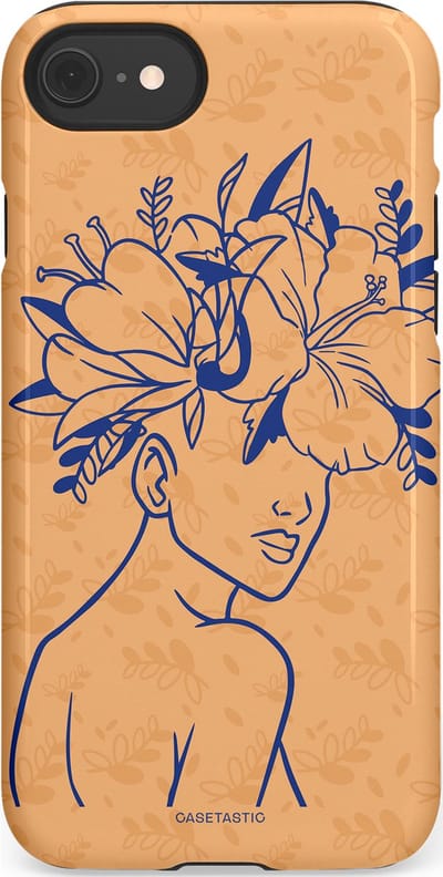 Casetastic hoesje geschikt voor Apple iPhone SE / Apple iPhone 7 / Apple iPhone 8 - Dubbellaagse bescherming - Lijn en Bloesem - Fashion Case - Perzik