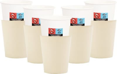 Givi Italia Feestbekers met hoesjes - 24x - ivoor wit - papier - 250ml - kinderfeestje - kartonnen bekertjes