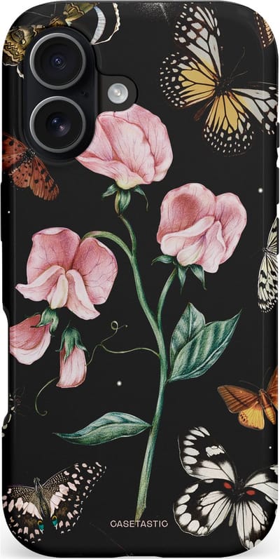 Casetastic hoesje geschikt voor Apple iPhone 17 - MagSafe - Dubbellaagse bescherming - Vleugels en bloemen - Fashion Case - Grijs Lichtroze Groen