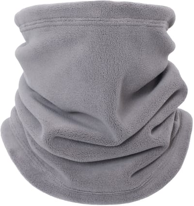 Verstelbare Fleece Nekwarmer – Winter Buff Sjaal met Drukknopen, Warme Nekmuts voor Heren & Dames - Grijs