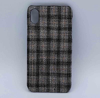 geschikt voor iPhone XR – hoesje – stof – schotse ruit klein – bruin