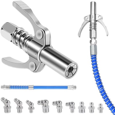 Ergonomische vetspuit met dubbele handgreep en 30 cm slang, M6 M8 M10 smeernippels