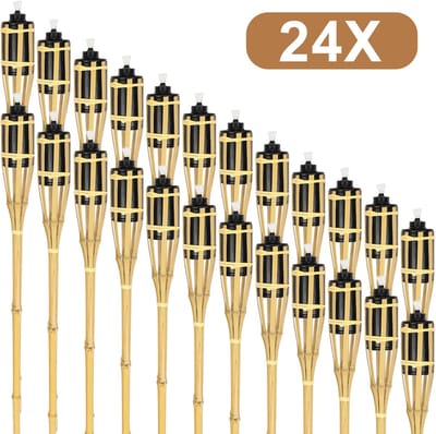 Fakkels - tuinfakkels bamboe - set van 24 stuks - fakkel 90 cm - terrasfakkels met lont