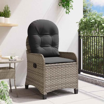 vidaXL Ligstoel met kussen Grijs 56 x 66 x 95 cm poly rattan