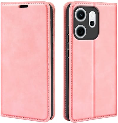 MobyDefend Hoesje - Geschikt voor Oppo Reno14 F / Oppo Reno14 FS - Luxe Wallet Bookcase (Magnetische Sluiting) - Roze