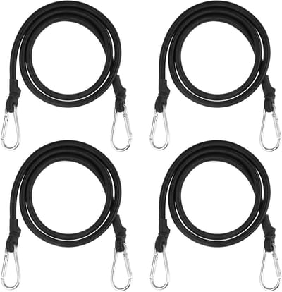 Set van 4 Elastische Touwen met Karabijnhaak, 100 cm Lange Elastische Koorden voor Bagage, Fietsen en Zeilen