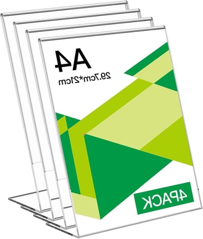 Verticale A4 Stand voor Menu's, Prijzen en Signage - Hoogwaardige Transparante Plexiglas Houder voor Bedrijven