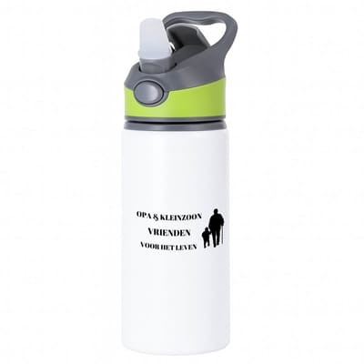 Hacebo® - opa en kleinzoon vrienden voor het leven waterfles met rietje groen - Vriend - opa/kleinzoon - opa cadeautjes - cadeau - kado - geschenk - kleinzoon verjaardag - kleinzoon artikelen - water fles - 650ML