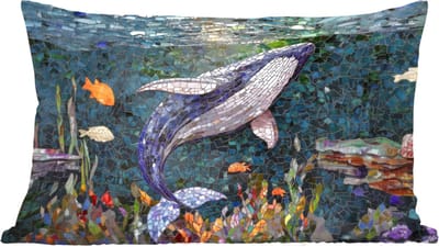 Sierkussens - Kussentjes Woonkamer - 60x40 cm - Mozaïek - Walvis - Koraal - Water