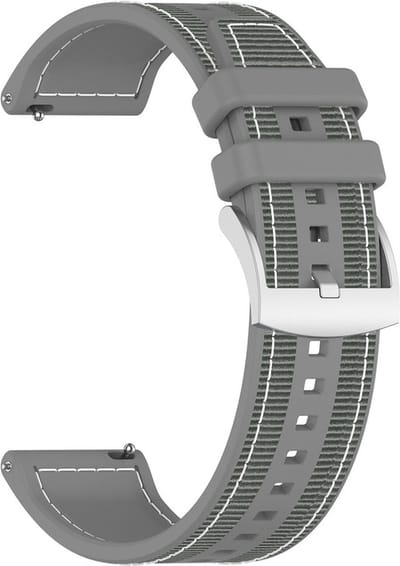 Hybride nylon-siliconen bandje - geschikt voor Huawei Watch GT Runner 2 / GT 2(e) 46 mm / GT 3 / 4 / 5 (Pro) 46 mm / Watch 3 (Pro) / Watch 4 (Pro) / GT 6 (PRO) 46mm - grijs