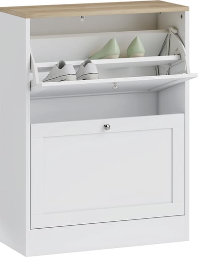 HOMCOM Klapbare schoenenkast - Spaanplaat - 60x24x80cm - Wit