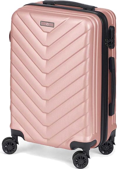 Cabine handbagage reis trolley koffer Pyramid - zwenkwielen - 57 x 38 x 23 cm - 48 liter - roze - cijferslot - dubbel hengsel