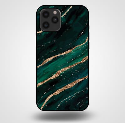Smartphonica Telefoonhoesje voor iPhone 12 Pro Max met marmer opdruk - TPU backcover case marble design - Groen Goud geschikt voor iPhone 12 Pro Max