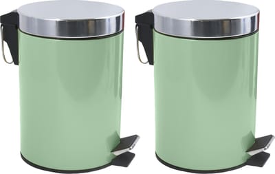 MSV Prullenbak/pedaalemmer - 2x - metaal - groen - 3 liter - 17 x 25 cm - Badkamer/toilet
