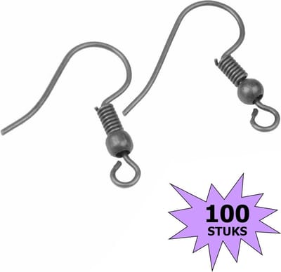 Fako Bijoux® - Oorbel Haakjes - Zwart - 100 Stuks