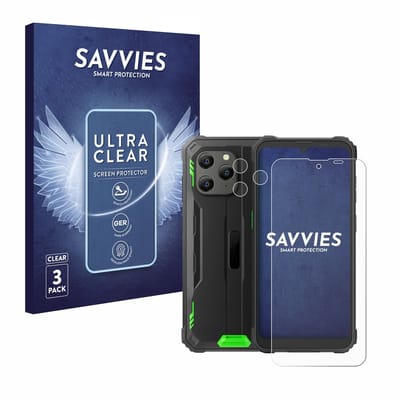 Savvies - Screenprotector voor Blackview BV5300 Plus (Voor+Camera) - Folie Beschermfolie transparant 6 Stuks